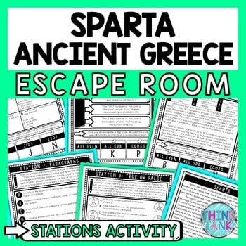 Sparta Ancient Greece Escape Room Stations - Reading Comprehension Activity