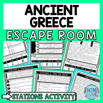 Ancient Greece Escape Room Stations - Reading Comprehension Activity