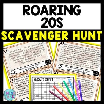 Roaring 20s Scavenger Hunt Reading Comprehension Activity