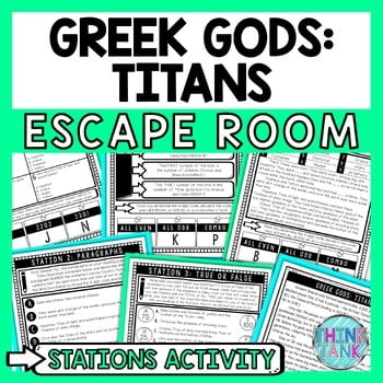 Titan Gods Ancient Greece Escape Room Stations - Reading Comprehension Activity