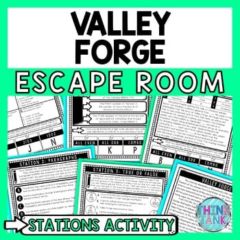 Valley Forge Escape Room Stations - Reading Comprehension Activity