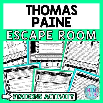 Thomas Paine Escape Room Stations - Reading Comprehension Activity