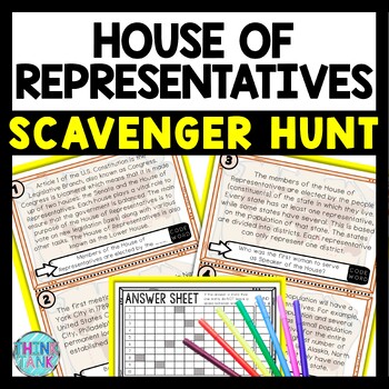 House of Representatives Scavenger Hunt Reading Comprehension Activity