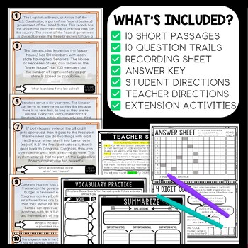 Legislative Branch Scavenger Hunt Reading Comprehension Activity - Image 2
