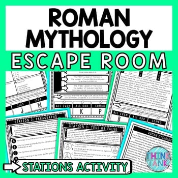 Roman Mythology Escape Room Stations - Reading Comprehension Activity