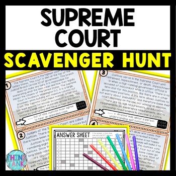Supreme Court Scavenger Hunt Reading Comprehension Activity