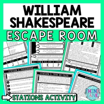 William Shakespeare Escape Room Stations - Reading Comprehension Activity