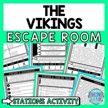 Vikings Escape Room Stations - Reading Comprehension Activity
