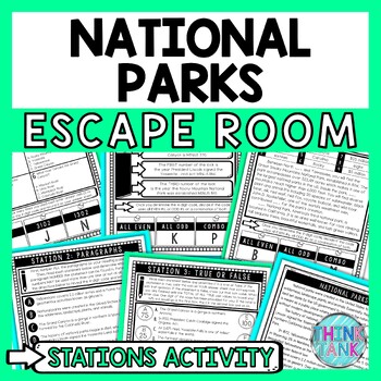 National Parks Escape Room Stations - Reading Comprehension Activity - Geography