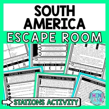 South America Escape Room Stations - Reading Comprehension Activity - Geography