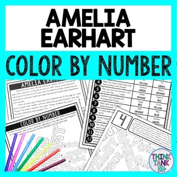 Amelia Earhart Color by Number - Close Reading & Text Marking