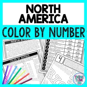 North America Color by Number - Close Reading & Text Marking