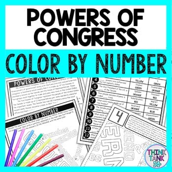 Powers of Congress Color by Number - Close Reading & Text Marking