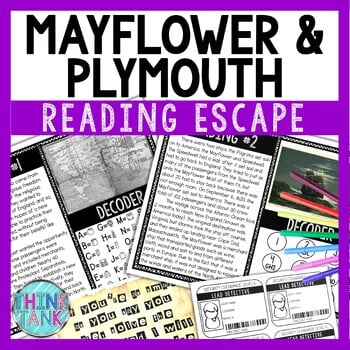 Mayflower and Plymouth Reading Comprehension and Puzzle Escape Room
