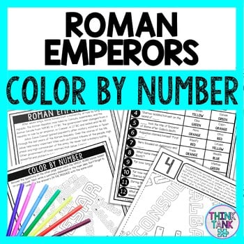 Roman Emperors Color by Number - Close Reading & Text Marking - Ancient Rome