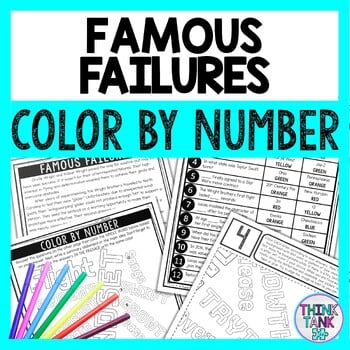 Famous Failures Color by Number - Close Reading & Text Marking - Growth Mindset