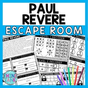 Paul Revere Escape Room - Task Cards - Reading Comprehension