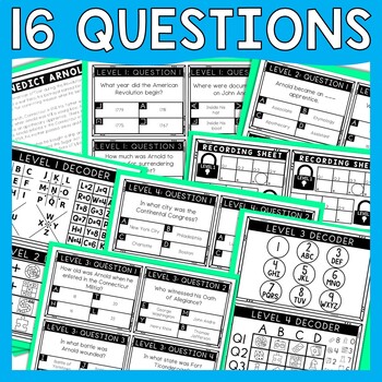 Benedict Arnold Escape Room - Task Cards - Reading Comprehension - Image 3