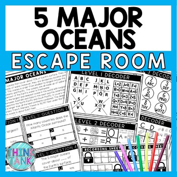 5 Major Oceans Escape Room - Task Cards - Reading Comprehension - Geography