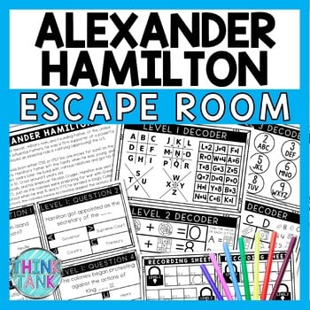Alexander Hamilton Escape Room - Task Cards - Reading Comprehension