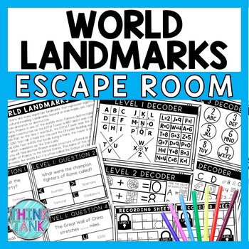 World Landmarks Escape Room - Task Cards - Reading Comprehension