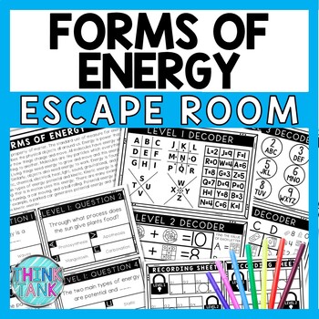 Forms of Energy Escape Room - Task Cards - Reading Comprehension