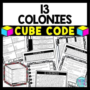 13 Colonies Cube Stations - Reading Comprehension Activity - Colonial America