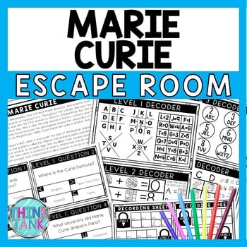 Marie Curie Escape Room - Task Cards - Reading Comprehension