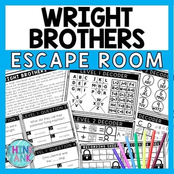 Wright Brothers Escape Room - Task Cards - Reading Comprehension
