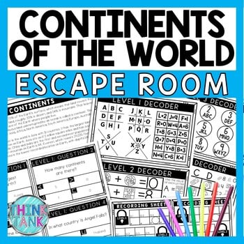 Continents of the World Escape Room - Task Cards - Reading Comprehension