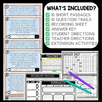 Respiratory System Scavenger Hunt Reading Comprehension Activity - Human Body - Image 2
