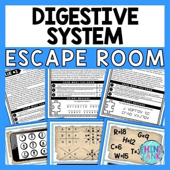 Digestive System ESCAPE ROOM - Reading Comprehension Activity - Human Body