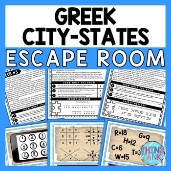 Greek City-States ESCAPE ROOM - Reading Comprehension Activity - Ancient Greece