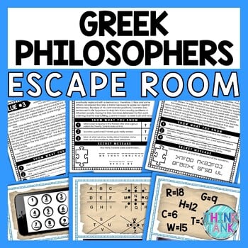 Greek Philosophers ESCAPE ROOM - Reading Comprehension Activity - Ancient Greece