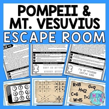 Pompeii and Vesuvius ESCAPE ROOM - Reading Comprehension Activity -Ancient Rome
