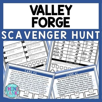 Valley Forge Scavenger Hunt - Reading Comprehension Activity Revolutionary War