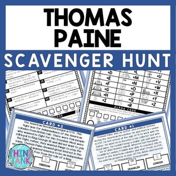 Thomas Paine Scavenger Hunt - Reading Comprehension Activity Revolutionary War