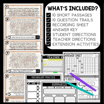 Patrick Henry Scavenger Hunt Reading Comprehension Activity - Revolutionary War - Image 2