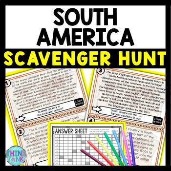 South America Scavenger Hunt Reading Comprehension Activity