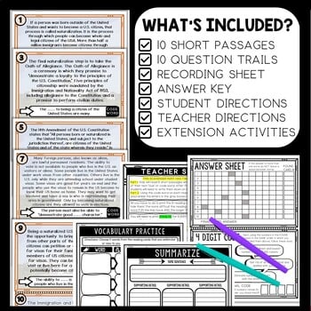 Citizenship and Naturalization Scavenger Hunt Reading Comprehension Activity - Image 2