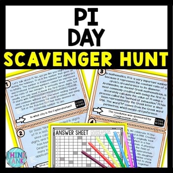 History of Pi Day Scavenger Hunt Reading Comprehension Activity