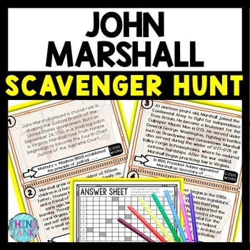 John Marshall Scavenger Hunt Reading Comprehension Activity