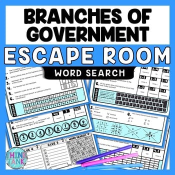 Branches of Government Escape Room Word Search - Reading Comprehension