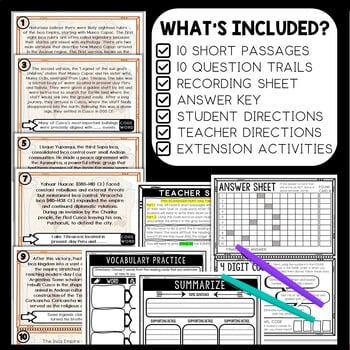 Rulers of the Inca Empire Scavenger Hunt Reading Comprehension Activity - Image 2