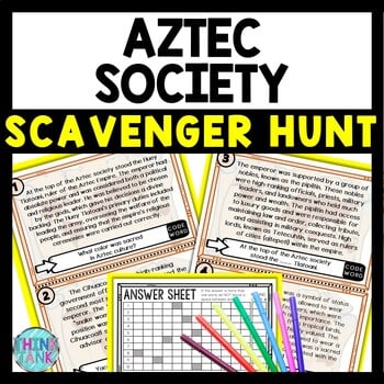 Aztec Society Scavenger Hunt Reading Comprehension Activity