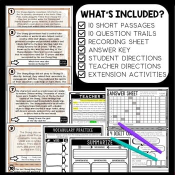 Shang Dynasty Scavenger Hunt Reading Comprehension Activity - Ancient China - Image 2
