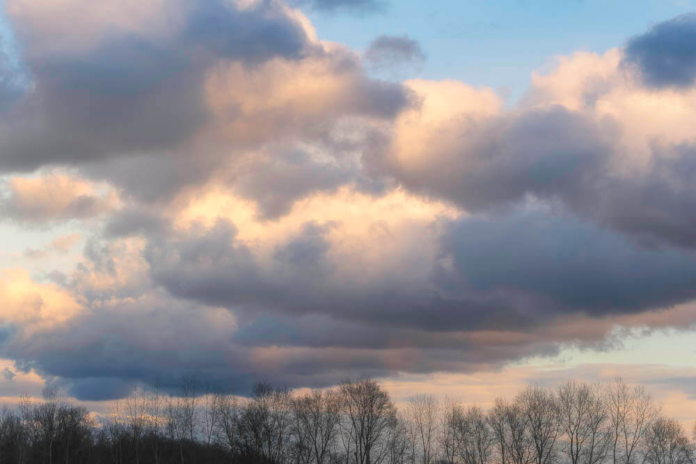 Inland clouds at sunset