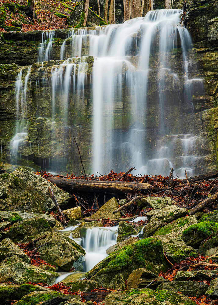one part of the three falls at three falls woods nature preserve