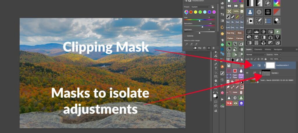 clipping mask combine adjustments reducing file size