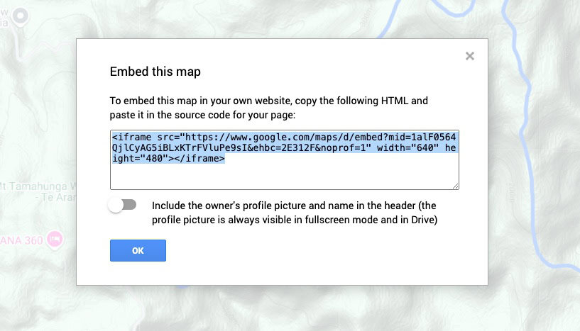 Embed code for map